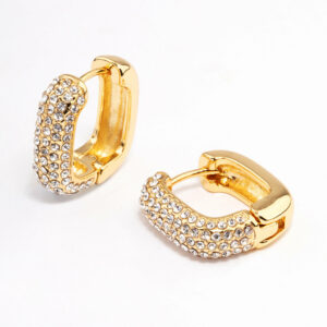 Square Pave Hoop Earrings