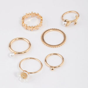 Pearl Flower Ring 6-Pack